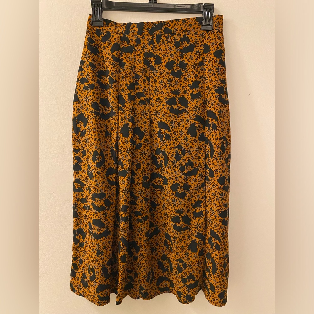 Topshop Midi Pleated Skirt 4 rust/black print